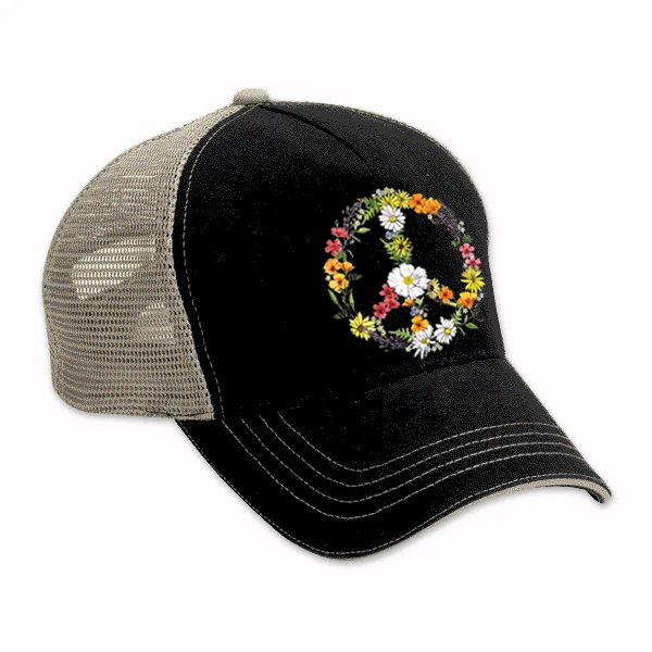 Floral Peace Sign Trucker Hat — San Francisco Mercantile